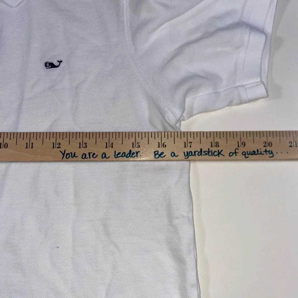 Vineyard Vines Boy White Cotton Pique Short Sleeve Whale Logo Polo Shirt L 16-18